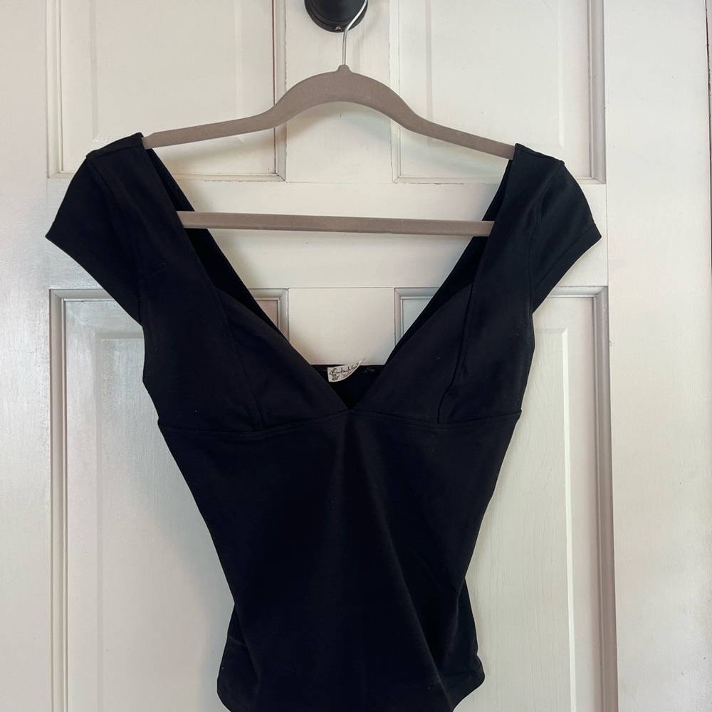 Free People Black Fitted Backless Bodysuit